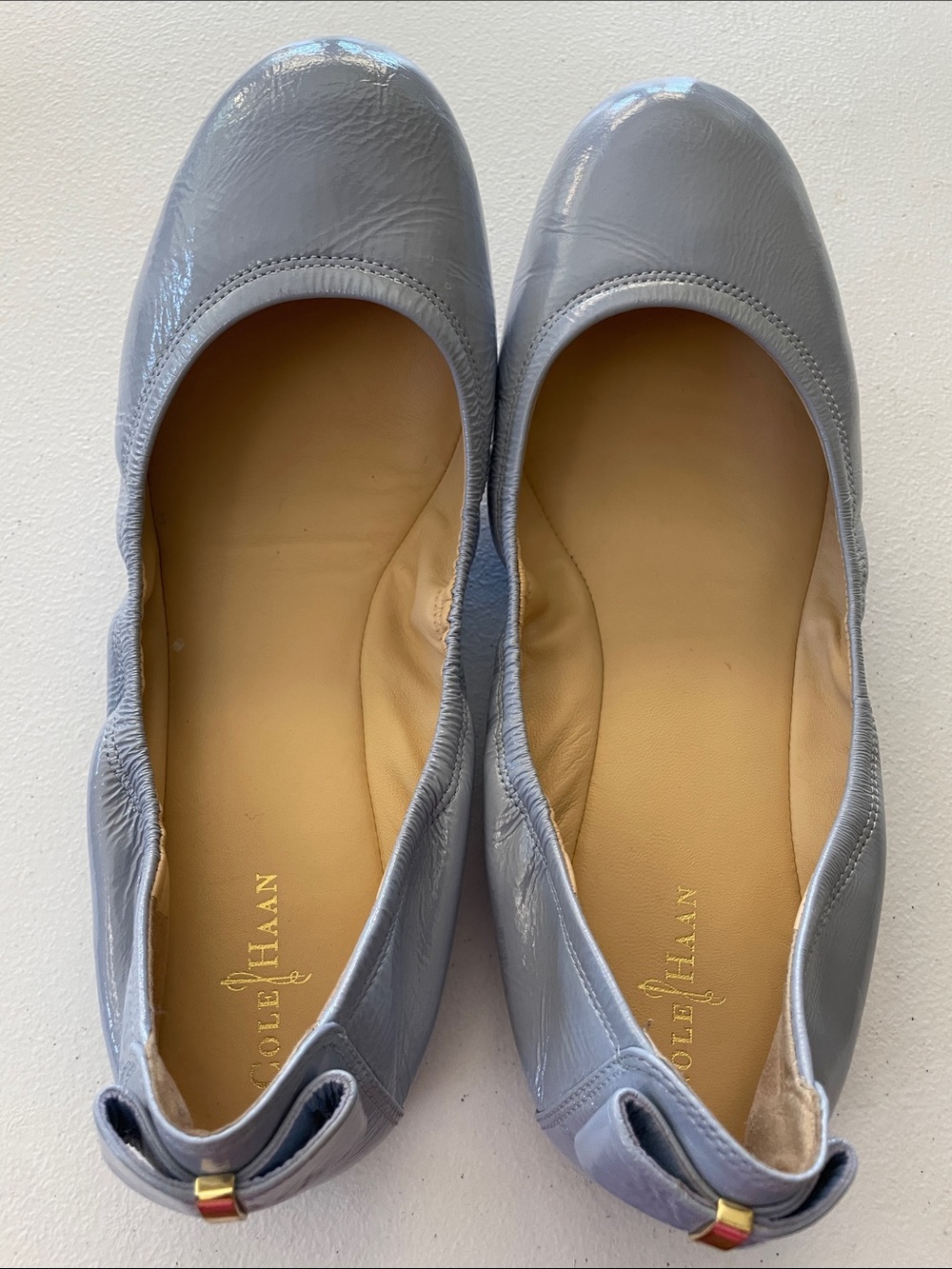 Cole Haan Light Blue Patent Leather Ballet Flats with Bow Size 10 Fit a size 9